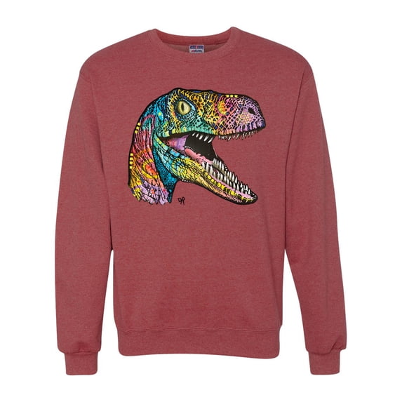 Dean Russo Raptor Animal Lover Unisex Crewneck Graphic Sweatshirt, Vintage Heather Red, Large
