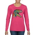 thumbnail image 1 of Dean Russo Raptor Animal Lover Womens Graphic Long Sleeve T-Shirt, Fuschia, Small, 1 of 6