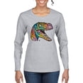 thumbnail image 1 of Dean Russo Raptor Animal Lover Womens Graphic Long Sleeve T-Shirt, Heather Grey, Large, 1 of 6
