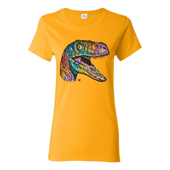 Dean Russo Raptor Animal Lover Womens Graphic T-Shirt, Gold, Medium