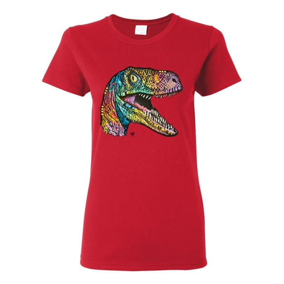 Dean Russo Raptor Animal Lover Womens Graphic T-Shirt, Red, Medium