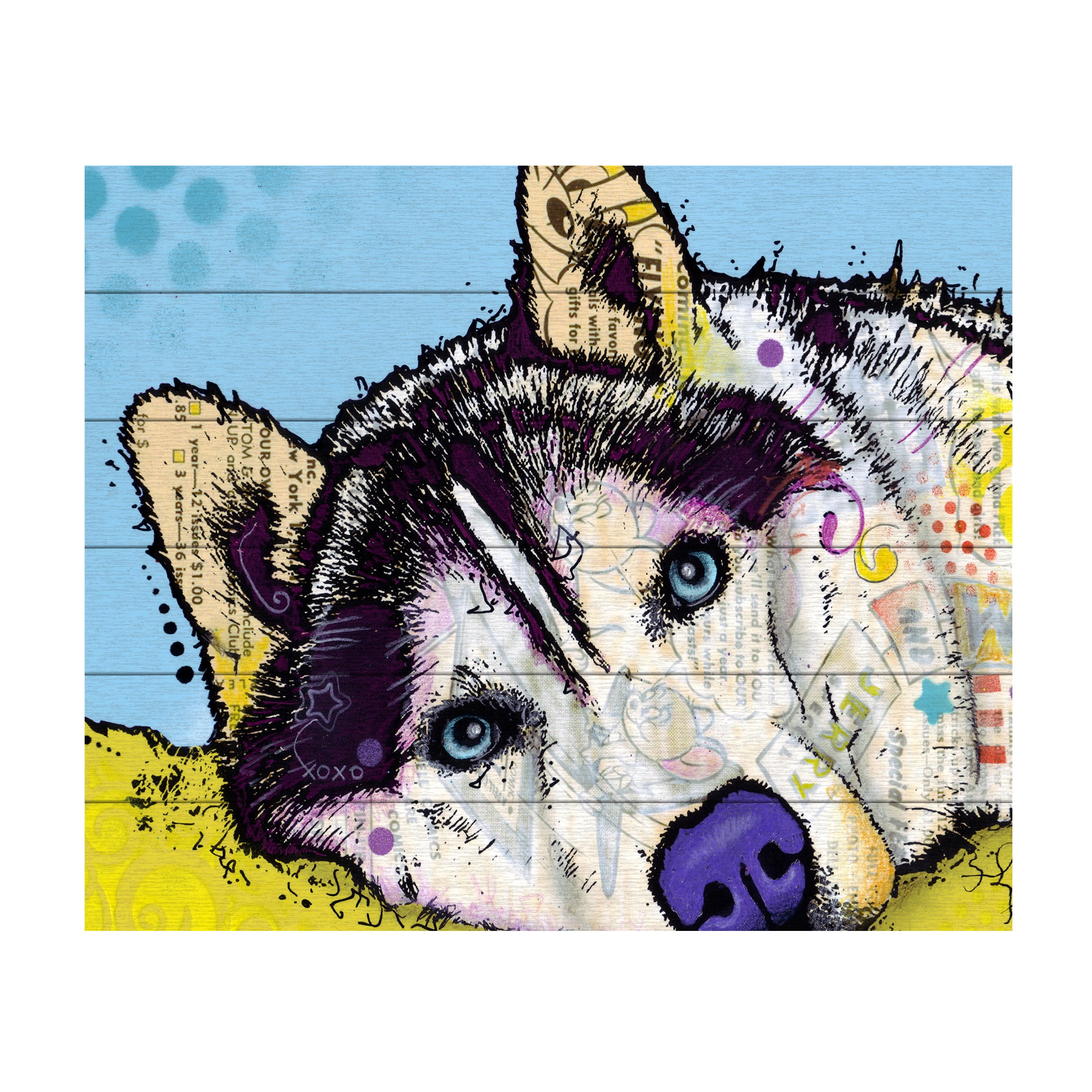 Dean Russo 'Siberian Husky II' Wood Slat Art