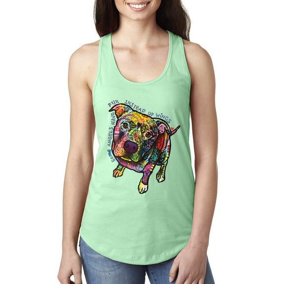 Dean Russo Some Angels Dog Lover Ladies Racerback Tank Top, Mint, Small