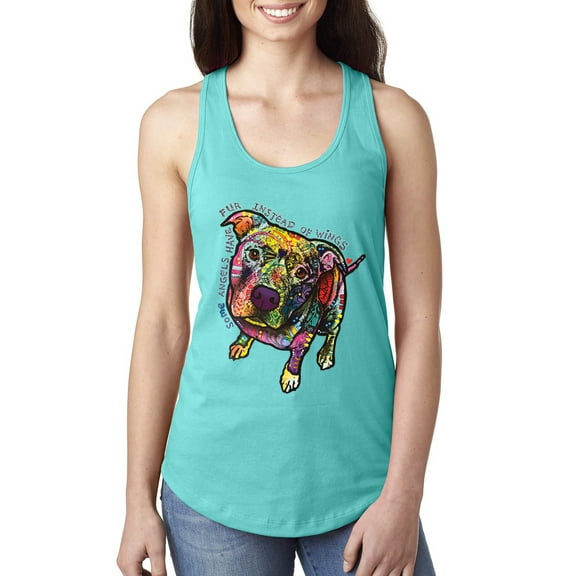 Dean Russo Some Angels Dog Lover Ladies Racerback Tank Top, Tahiti Blue, X-Large