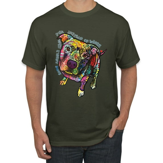 Dean Russo Some Angels Dog Lover Men's Graphic T-Shirt, Military Green, X-Large
