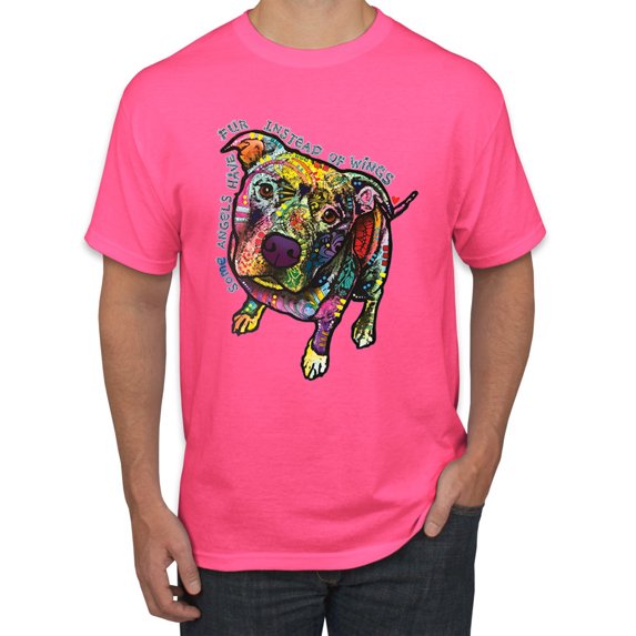 Dean Russo Some Angels Dog Lover Men's Graphic T-Shirt, Neon Pink, X-Large