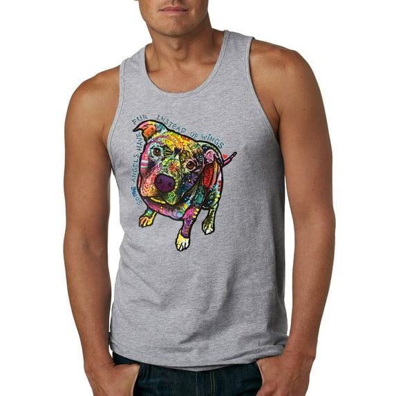 Dean Russo Some Angels Dog Lover Mens Graphic Tank Top, Heather Grey, X-Large