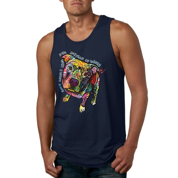 Dean Russo Some Angels Dog Lover Mens Graphic Tank Top, Navy, Large