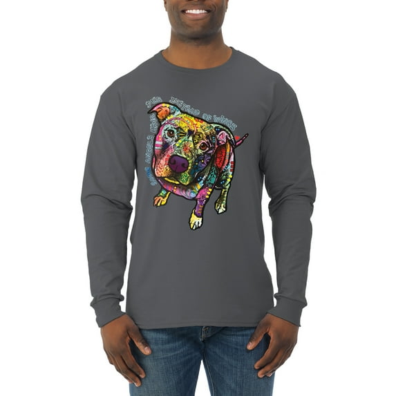 Dean Russo Some Angels Dog Lover Mens Long Sleeve Shirt, Charcoal, XX-Large