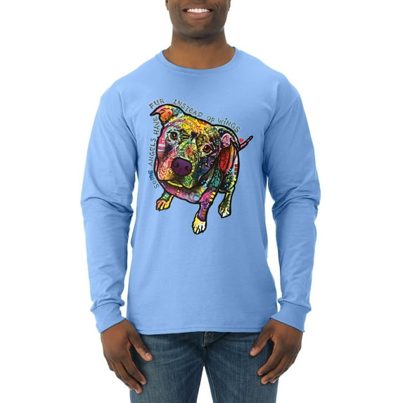 Dean Russo Some Angels Dog Lover Mens Long Sleeve Shirt, Light Blue, Small