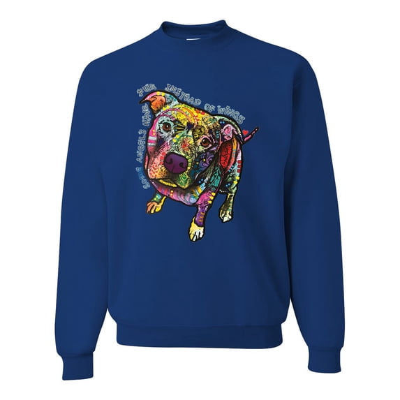 Dean Russo Some Angels Dog Lover Unisex Crewneck Graphic Sweatshirt, Royal, Large