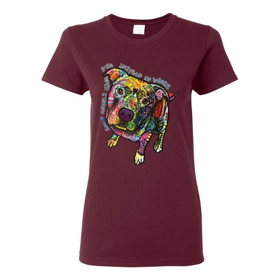 Dean Russo Some Angels Dog Lover Womens Graphic T-Shirt, Maroon, X-Large