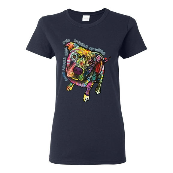 Dean Russo Some Angels Dog Lover Womens Graphic T-Shirt, Navy, X-Large