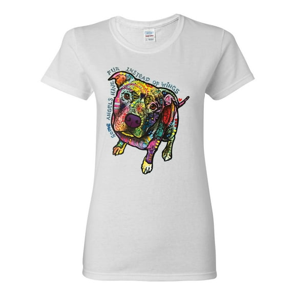 Dean Russo Some Angels Dog Lover Womens Graphic T-Shirt, White, 3X-Large