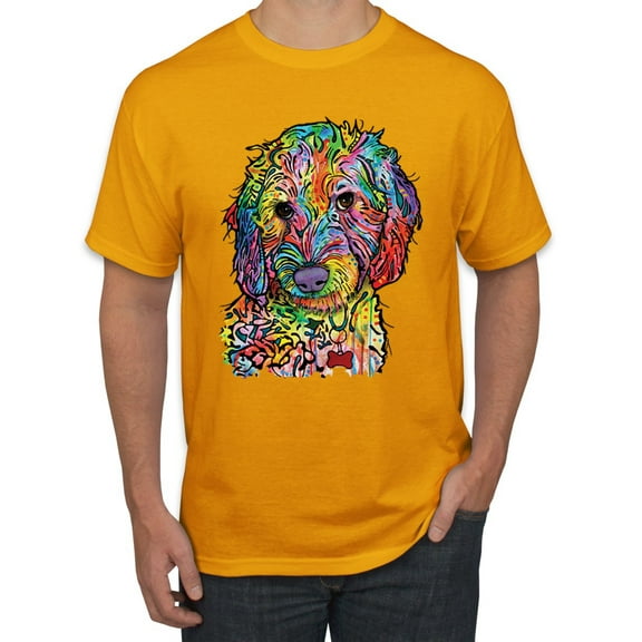 Dean Russo Sweet Poodle Dog Lover Men's Graphic T-Shirt, Gold, X-Large