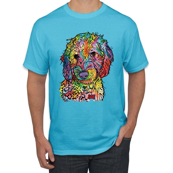 Dean Russo Sweet Poodle Dog Lover Men's Graphic T-Shirt, Light Turquoise, Large