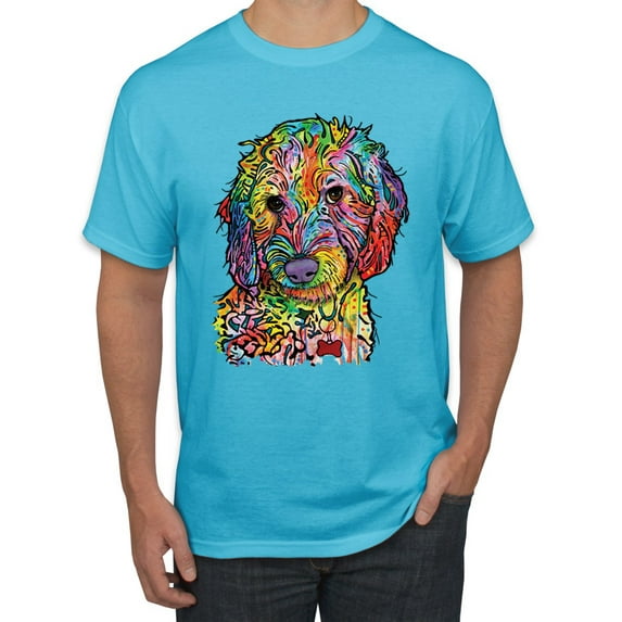 Dean Russo Sweet Poodle Dog Lover Men's Graphic T-Shirt, Light Turquoise, X-Large