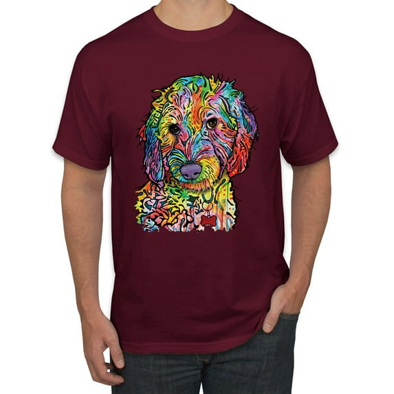 Dean Russo Sweet Poodle Dog Lover Men's Graphic T-Shirt, Maroon, 5X-Large