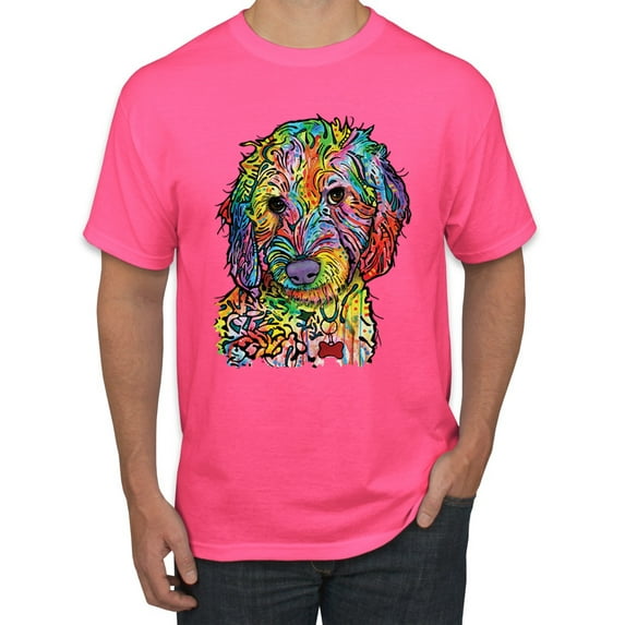 Dean Russo Sweet Poodle Dog Lover Men's Graphic T-Shirt, Neon Pink, Small