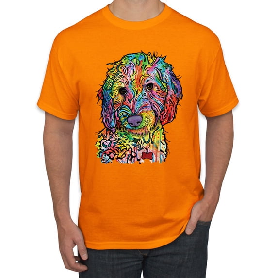 Dean Russo Sweet Poodle Dog Lover Men's Graphic T-Shirt, Orange, 5X-Large