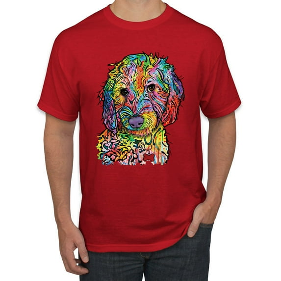 Dean Russo Sweet Poodle Dog Lover Men's Graphic T-Shirt, Red, XX-Large
