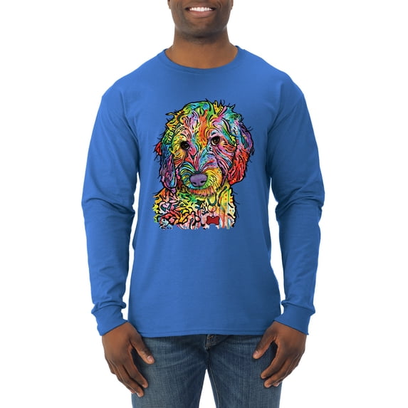 Dean Russo Sweet Poodle Dog Lover Mens Long Sleeve Shirt, Royal, XX-Large