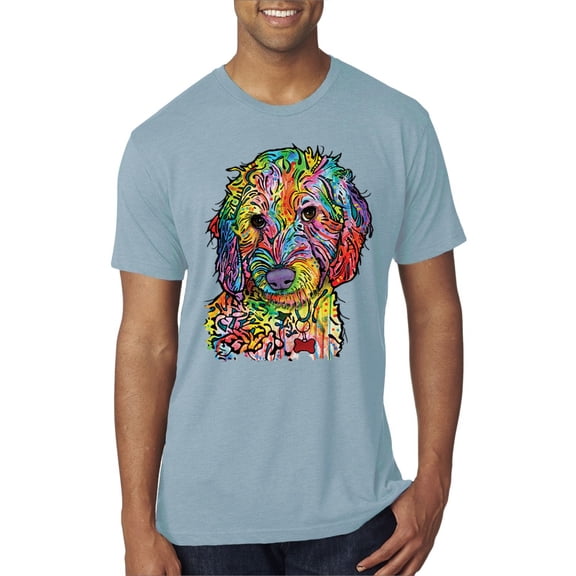 Dean Russo Sweet Poodle Dog Lover Mens Premium Tri Blend T-Shirt, Denim, Large