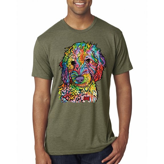 Dean Russo Sweet Poodle Dog Lover Mens Premium Tri Blend T-Shirt, Military Green, Small