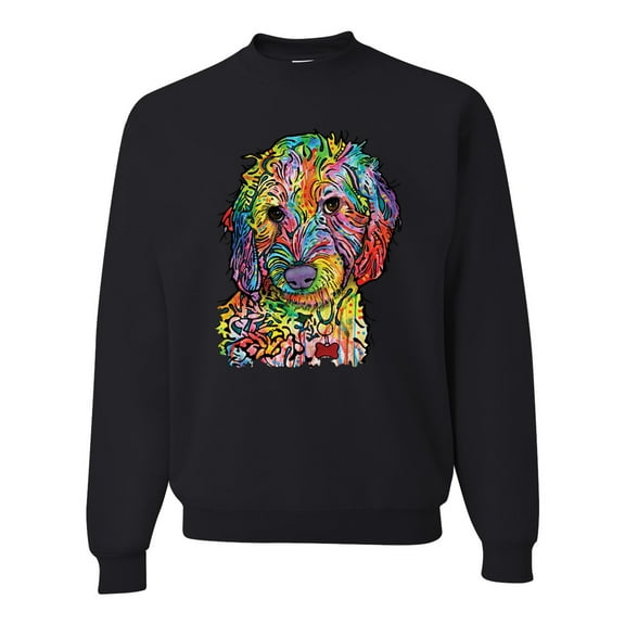Dean Russo Sweet Poodle Dog Lover Unisex Crewneck Graphic Sweatshirt, Black, 5X-Large