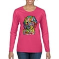 thumbnail image 1 of Dean Russo Sweet Poodle Dog Lover Womens Graphic Long Sleeve T-Shirt, Fuschia, Large, 1 of 6