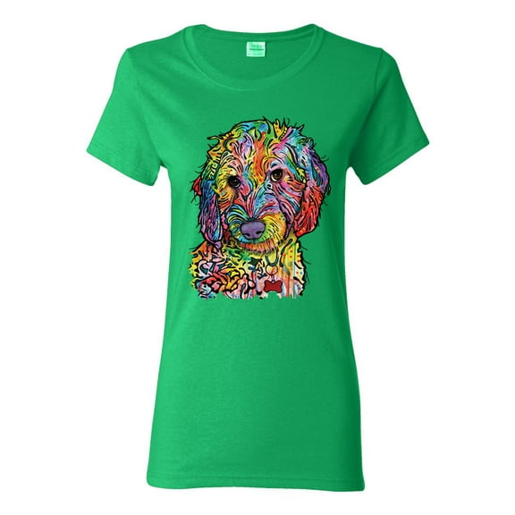 Dean Russo Sweet Poodle Dog Lover Womens Graphic T-Shirt, Kelly, Medium