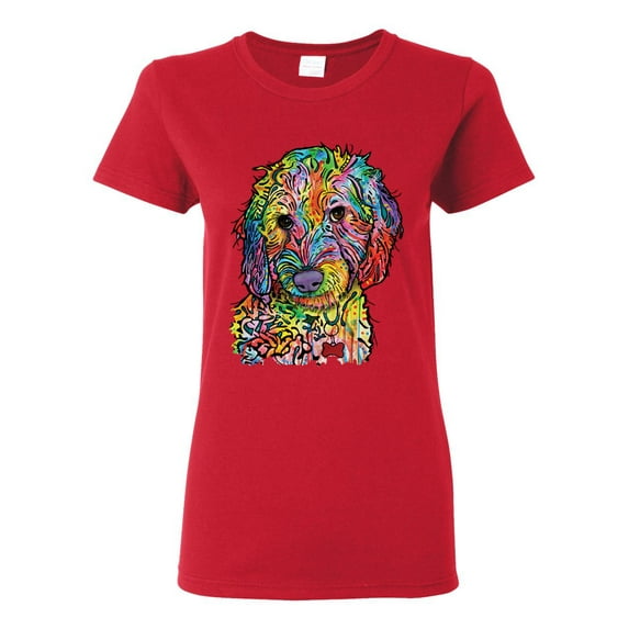 Dean Russo Sweet Poodle Dog Lover Womens Graphic T-Shirt, Red, 3X-Large
