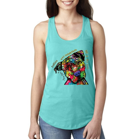 Dean Russo The Only Person Dog Lover Ladies Racerback Tank Top, Tahiti Blue, Medium