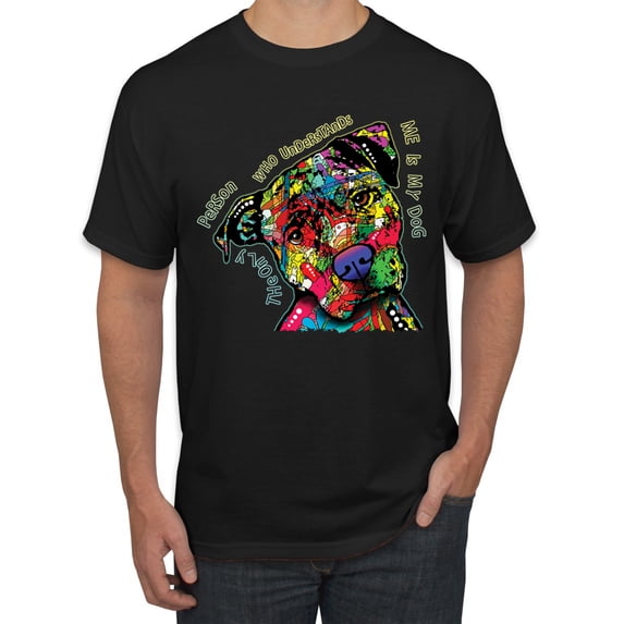 Dean Russo The Only Person Dog Lover Men's Graphic T-Shirt, Black, Medium