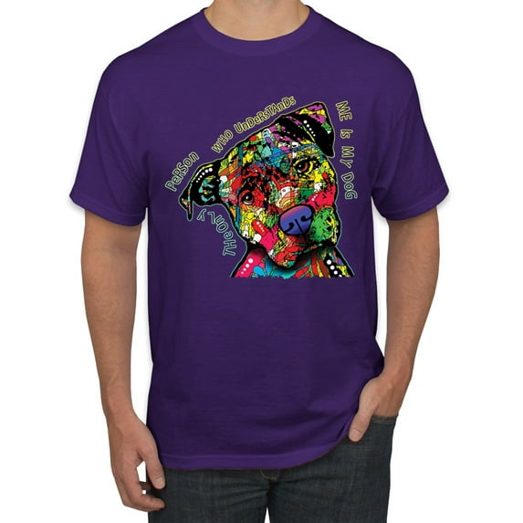 Dean Russo The Only Person Dog Lover Men's Graphic T-Shirt, Purple, Small