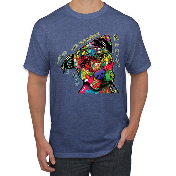 Dean Russo The Only Person Dog Lover Men's Graphic T-Shirt, Vintage Heather Blue, Small