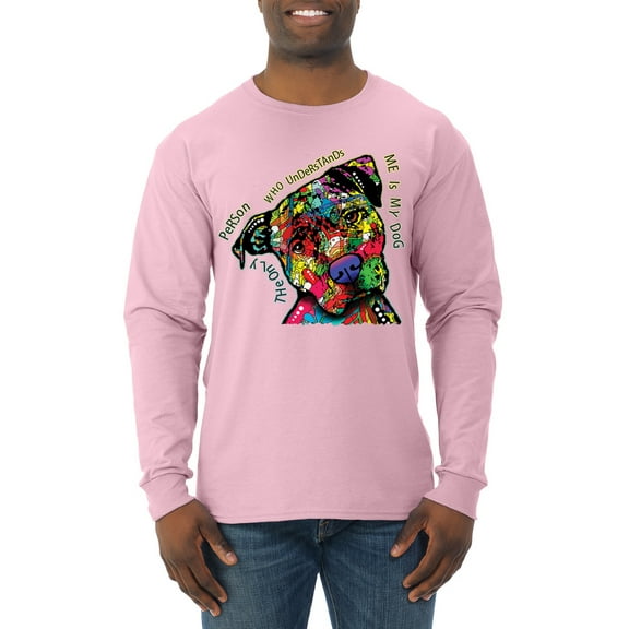 Dean Russo The Only Person Dog Lover Mens Long Sleeve Shirt, Light Pink, X-Large