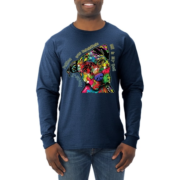 Dean Russo The Only Person Dog Lover Mens Long Sleeve Shirt, Vintage Heather Navy, XX-Large