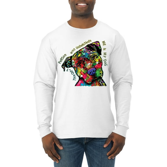 Dean Russo The Only Person Dog Lover Mens Long Sleeve Shirt, White, Large