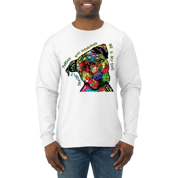 Dean Russo The Only Person Dog Lover Mens Long Sleeve Shirt, White, X-Large
