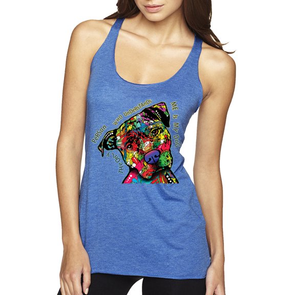 Dean Russo The Only Person Dog Lover Tri-Blend Racerback Tank Top, Vintage Royal, X-Large