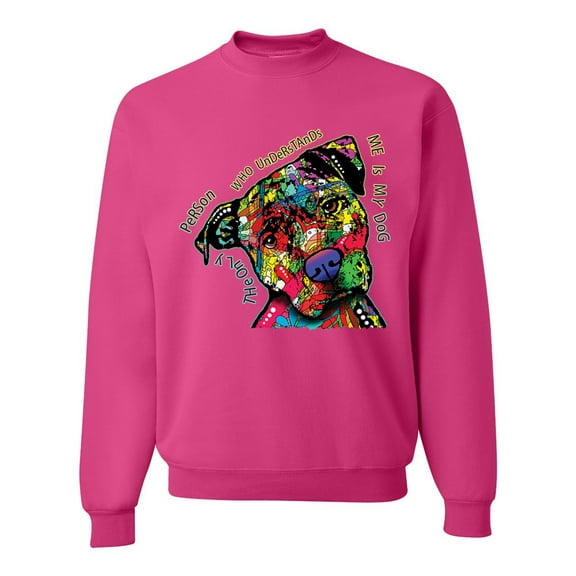 Dean Russo The Only Person Dog Lover Unisex Crewneck Graphic Sweatshirt, Fuschia, Medium