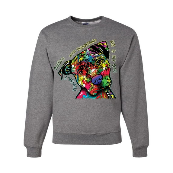 Dean Russo The Only Person Dog Lover Unisex Crewneck Graphic Sweatshirt, Heather Grey, Medium