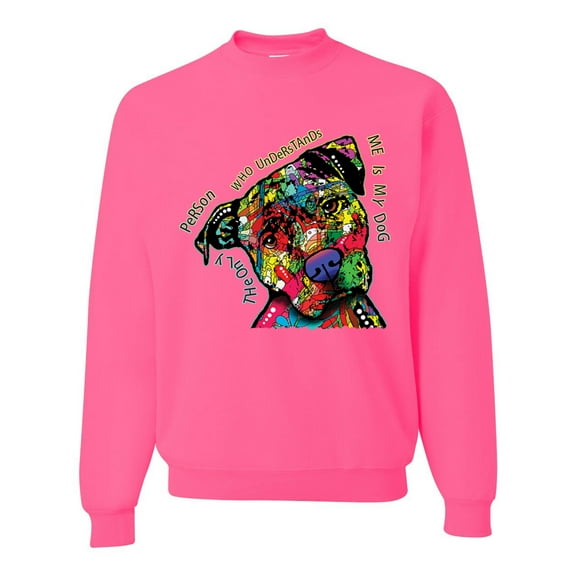 Dean Russo The Only Person Dog Lover Unisex Crewneck Graphic Sweatshirt, Neon Pink, X-Large