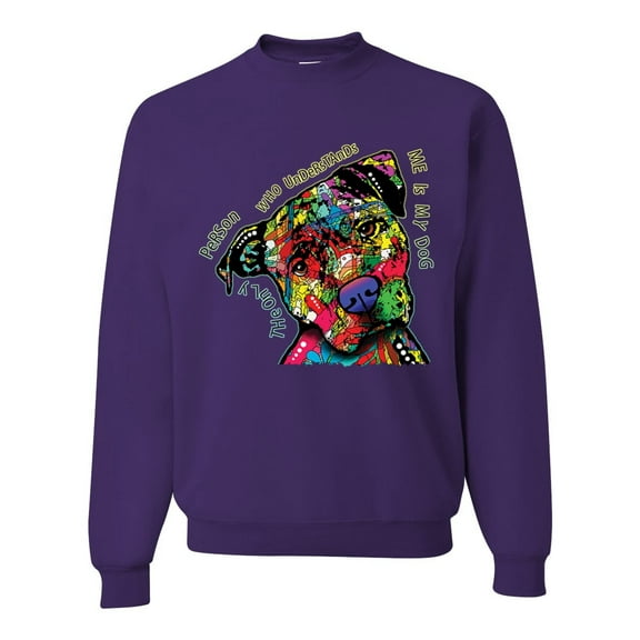 Dean Russo The Only Person Dog Lover Unisex Crewneck Graphic Sweatshirt, Purple, Large