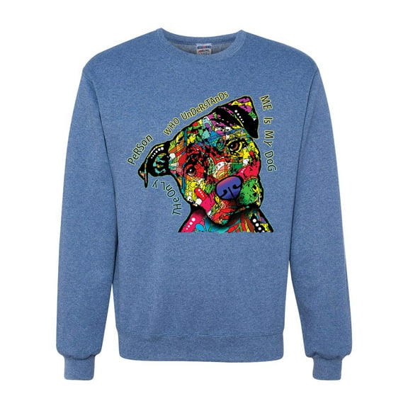 Dean Russo The Only Person Dog Lover Unisex Crewneck Graphic Sweatshirt, Vintage Heather Blue, XX-Large
