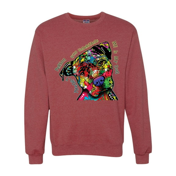 Dean Russo The Only Person Dog Lover Unisex Crewneck Graphic Sweatshirt, Vintage Heather Red, X-Large