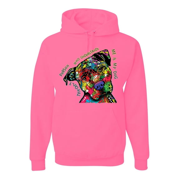 Dean Russo The Only Person Dog Lover Unisex Graphic Hoodie Sweatshirt, Neon Pink, X-Large