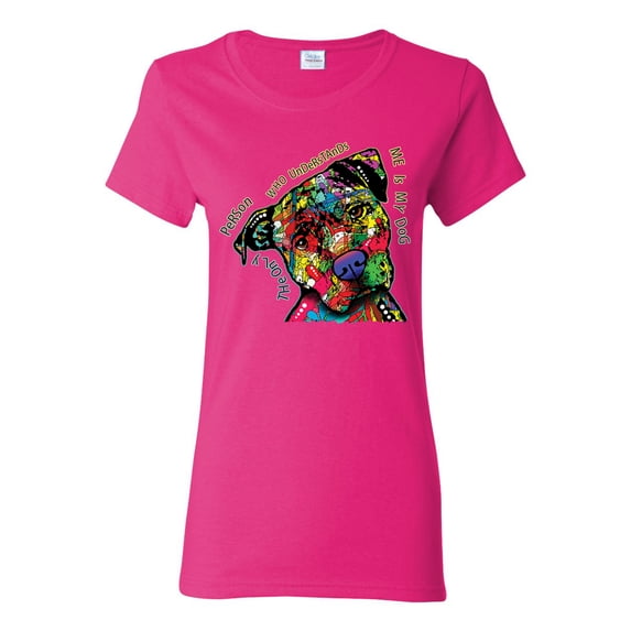 Dean Russo The Only Person Dog Lover Womens Graphic T-Shirt, Fuschia, Small