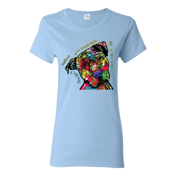 Dean Russo The Only Person Dog Lover Womens Graphic T-Shirt, Light Blue, 3X-Large